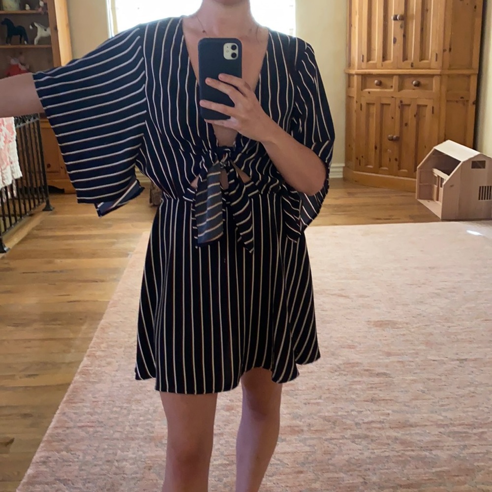 RE:NAMED striped tie dress